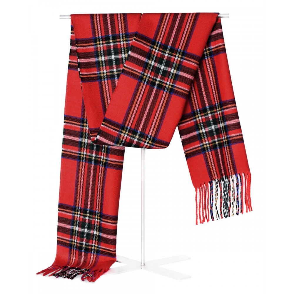 Elegancki szal szalik męski zimowy czerwony w kratkę świąteczny wzór - Pakojeans.pl Elegancki szal szalik męski zimowy czerwony w kratkę świąteczny wzór - Pakojeans.pl