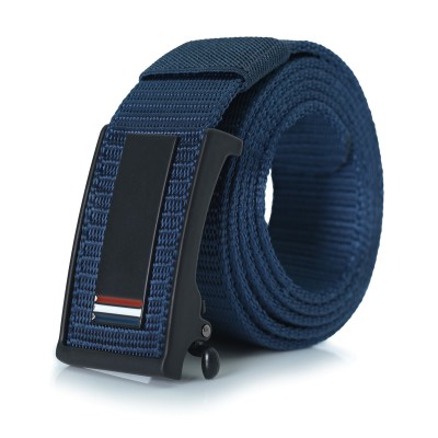 PASEK męski parciany do spodni elegancki z automatyczną klamrą ELEGANT GRANATOWY - Pakojeans.pl