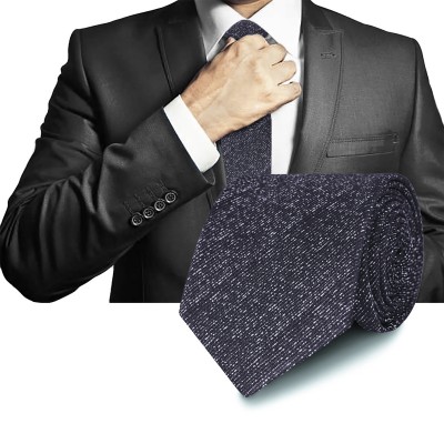 Elegancki KRAWAT Męski Klasyczny CIEMNOGRANATOWY melanż M.52 Pako Jeans - Pakojeans.pl