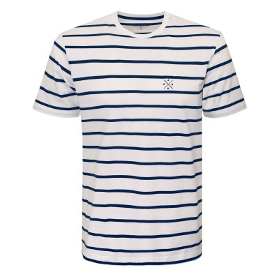 T-SHIRT Męski Koszulka Gruba Bawełna BIAŁA w Paski SLICE - Pakojeans.pl