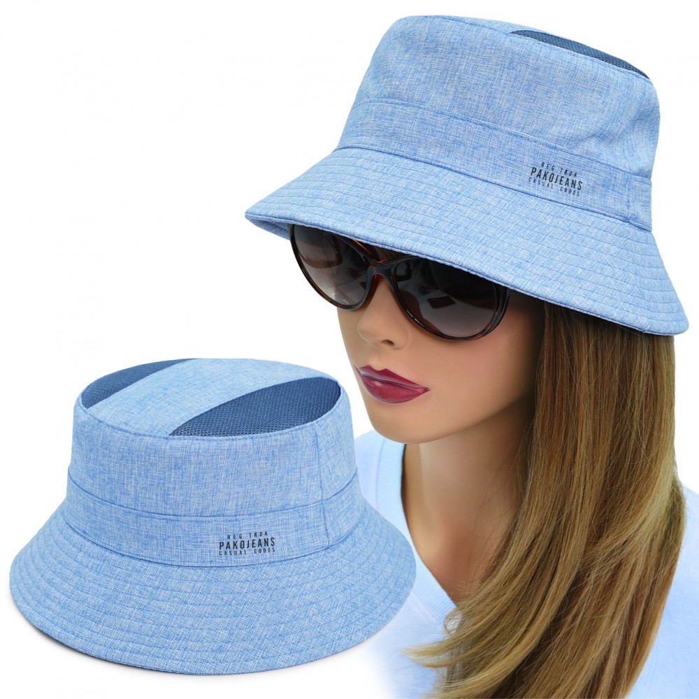 KAPELUSZ Letni z SIATKĄ Rybacki Bucket Hat NIEBIESKI 01-2 Bawełniany - Pakojeans.pl KAPELUSZ Letni z SIATKĄ Rybacki Bucket Hat NIEBIESKI 01-2 Bawełniany - Pakojeans.pl