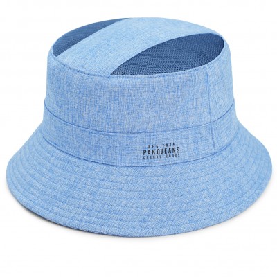 KAPELUSZ Letni z SIATKĄ Rybacki Bucket Hat NIEBIESKI 01-2 Bawełniany - Pakojeans.pl