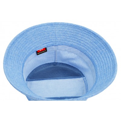 KAPELUSZ Letni z SIATKĄ Rybacki Bucket Hat NIEBIESKI 01-2 Bawełniany - Pakojeans.pl