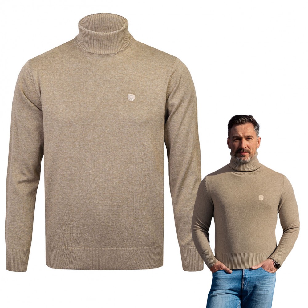 Klasyczny GOLF Sweter Męski Elegancki BEŻOWY melanż DOLCE - Pakojeans.pl Klasyczny GOLF Sweter Męski Elegancki BEŻOWY melanż DOLCE - Pakojeans.pl