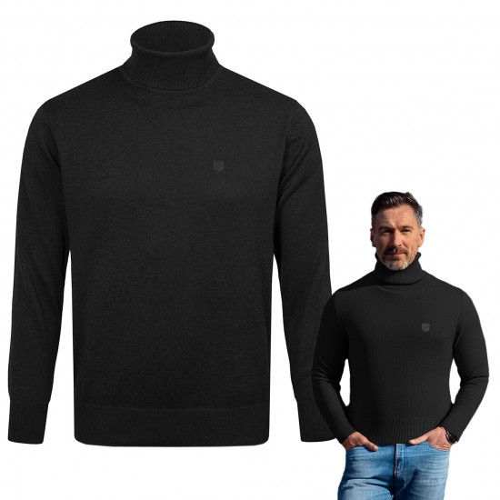 Klasyczny GOLF Sweter Męski Elegancki CZARNY DOLCE - Pakojeans.pl