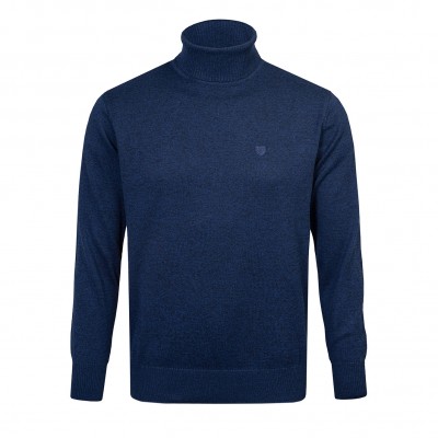 Klasyczny GOLF Sweter Męski Elegancki GRANATOWY melanż DOLCE - Pakojeans.pl