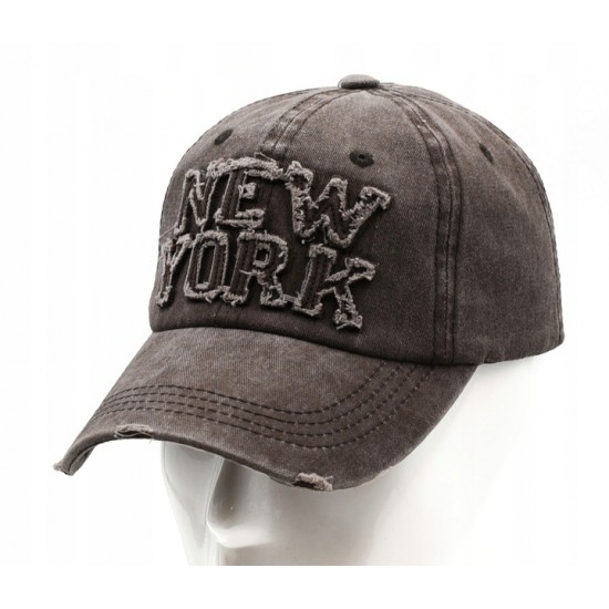 Czapka z daszkiem bejsbolówka New York Vintage brązowa - Pakojeans.pl