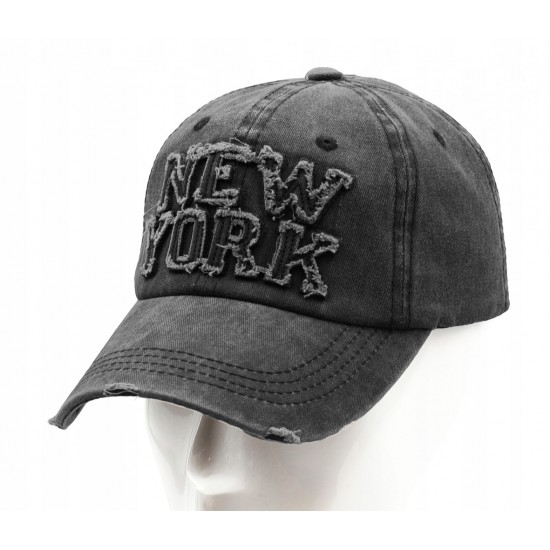 Czapka z daszkiem bejsbolówka New York Vintage czarna - Pakojeans.pl