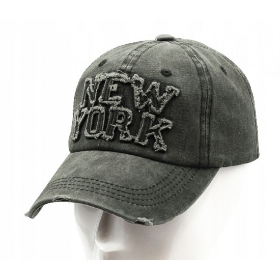 Czapka z daszkiem bejsbolówka New York Vintage oliwkowa - Pakojeans.pl