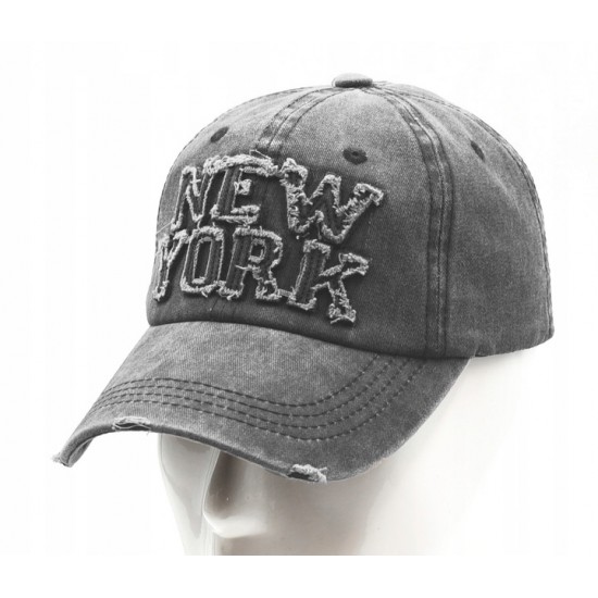 Czapka z daszkiem bejsbolówka New York Vintage szara - Pakojeans.pl