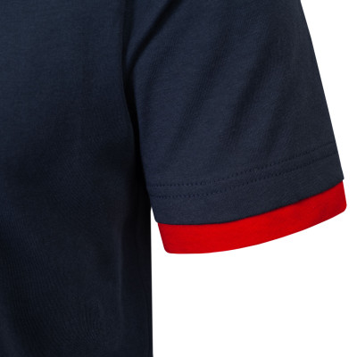 T-SHIRT Męski FLAYER Koszulka z Nadrukiem GRANATOWA Bawełniana Pako Jeans