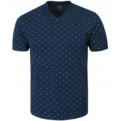 T-SHIRT Męski Koszulka w Serek GRANATOWA Bawełna Pika TINO Pako Jeans