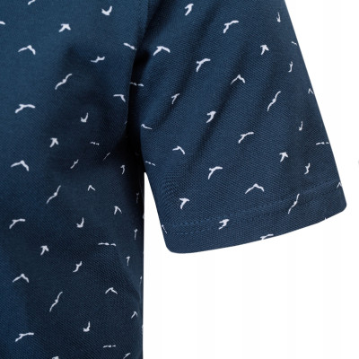 T-SHIRT Męski Koszulka w Serek GRANATOWA Bawełna Pika TINO Pako Jeans