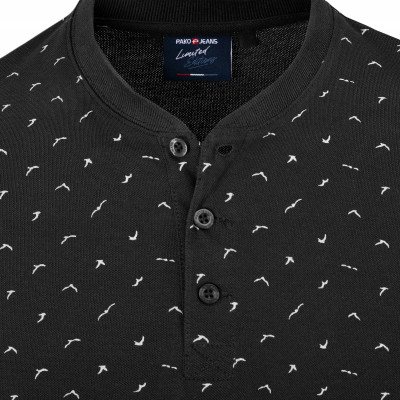 T-SHIRT Męski Koszulka w Serek CZARNA Bawełna Pika TINO Pako Jeans
