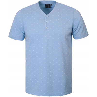 T-SHIRT Męski Koszulka w Serek BŁĘKITNA Bawełna Pika TINO Pako Jeans