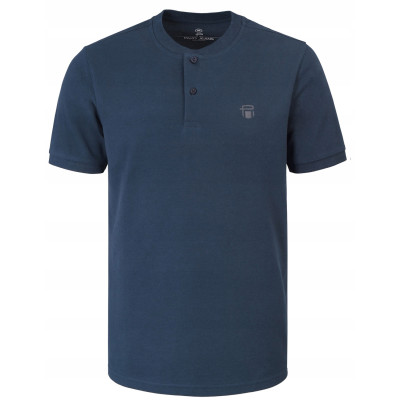 T-SHIRT Męski Koszulka w Serek GRANATOWA Bawełna Pika BYLONGO Pako Jeans