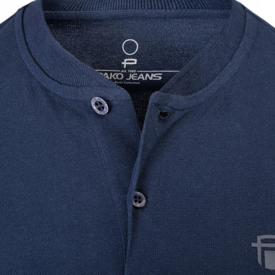 T-SHIRT Męski Koszulka w Serek GRANATOWA Bawełna Pika BYLONGO Pako Jeans