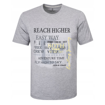 T-SHIRT Męski HIGHER Koszulka z Nadrukiem POPIELATA Bawełniana Pako Jeans