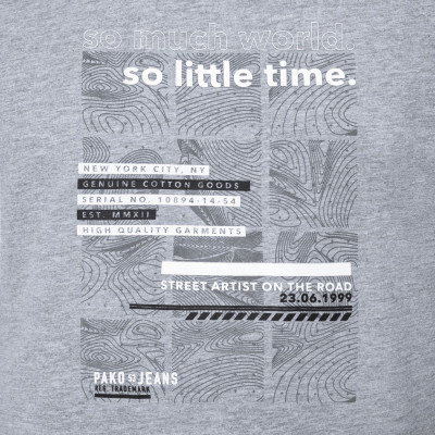 T-SHIRT Męski DESERT Koszulka z Nadrukiem POPIELATA Bawełniana Pako Jeans