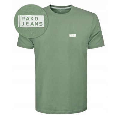 T-SHIRT Męski Koszulka BASIC Bawełniana ZIELONY Normal Fit Pako Jeans