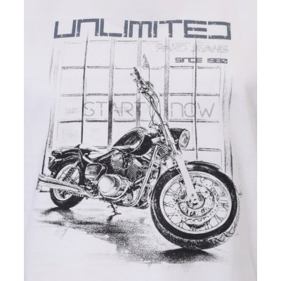 T-SHIRT Męski RACER Koszulka z Nadrukiem BIAŁA Bawełniana Pako Jeans