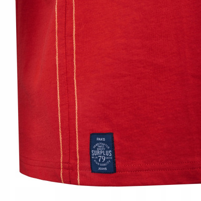 T-SHIRT Męski TRAVEL Koszulka z Nadrukiem CZERWONA Bawełniana Pako Jeans