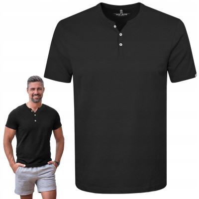 T-SHIRT Męski Koszulka w Serek CZARNA Bawełniana NOEL Pako Jeans