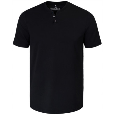 T-SHIRT Męski Koszulka w Serek CZARNA Bawełniana LEON Pako Jeans