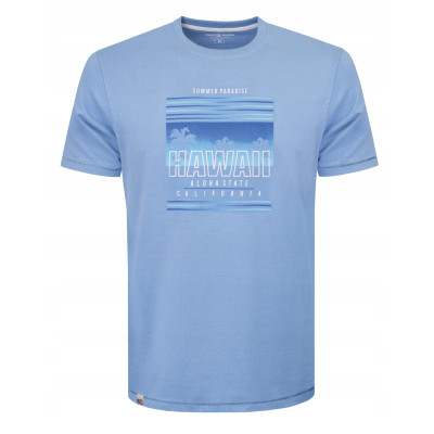 T-SHIRT Męski Koszulka BŁĘKITNA Gruba Bawełna HAWAII Pako Jeans