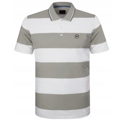 POLO Koszulka Męska BEŻOWA w Paski Bawełniana ACTI Elegancka Pako Jeans