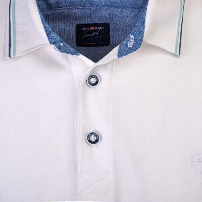 POLO Koszulka Męska BIAŁA Bawełniana BORON Elegancka Pako Jeans
