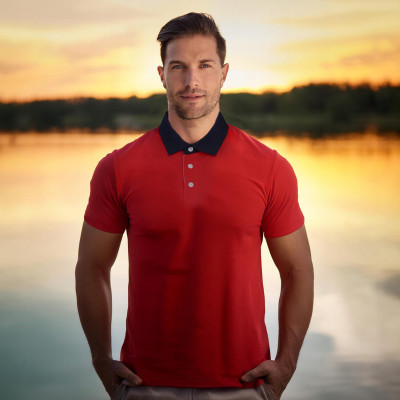 POLO Koszulka Męska CZERWONA Bawełniana ALT Elegancka Pako Jeans