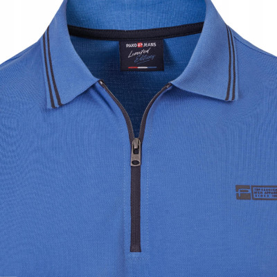 POLO Koszulka Męska z Zamkiem NIEBIESKA Bawełniana KENT Pako Jeans