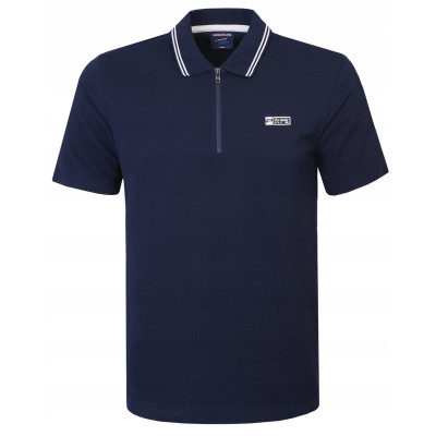 POLO Koszulka Męska z Zamkiem GRANATOWA Bawełniana KENT Pako Jeans