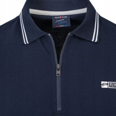 POLO Koszulka Męska z Zamkiem GRANATOWA Bawełniana KENT Pako Jeans