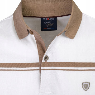 POLO Koszulka Męska BEŻOWA Bawełniana LIVERMO Elegancka Pako Jeans