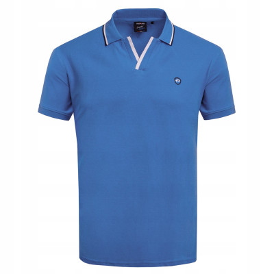 POLO Koszulka Męska Bez Guzików NIEBIESKA Bawełniana GALIUM Pako Jeans