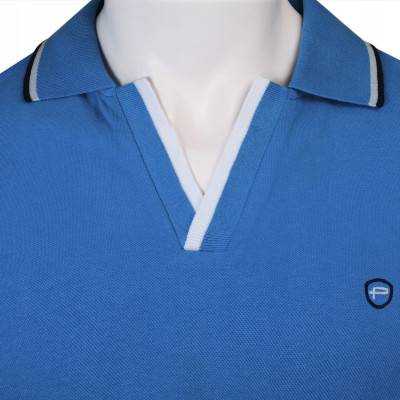 POLO Koszulka Męska Bez Guzików NIEBIESKA Bawełniana GALIUM Pako Jeans