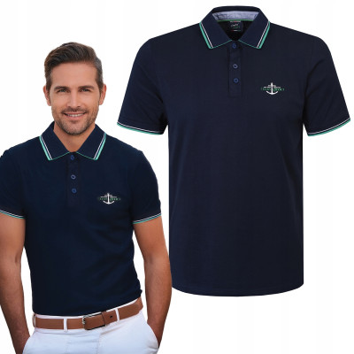 POLO Koszulka Męska GRANATOWA Bawełniana EBIOM Elegancka Pako Jeans