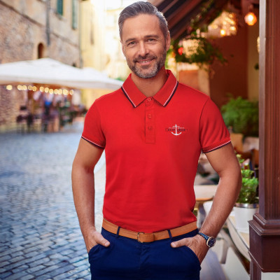POLO Koszulka Męska CZERWONA Bawełniana EBIOM Elegancka Pako Jeans