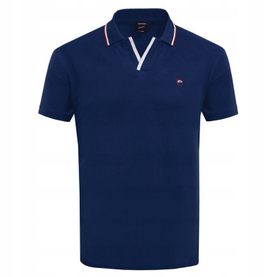 POLO Koszulka Męska Bez Guzików GRANATOWA Bawełniana GALIUM Pako Jeans