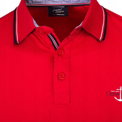 POLO Koszulka Męska CZERWONA Bawełniana EBIOM Elegancka Pako Jeans