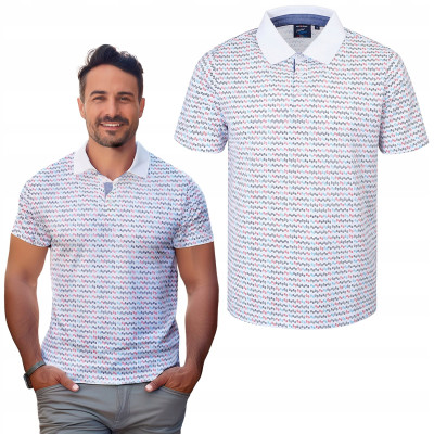POLO Koszulka Męska BIAŁA Bawełniana AMERICUM Elegancka Pako Jeans