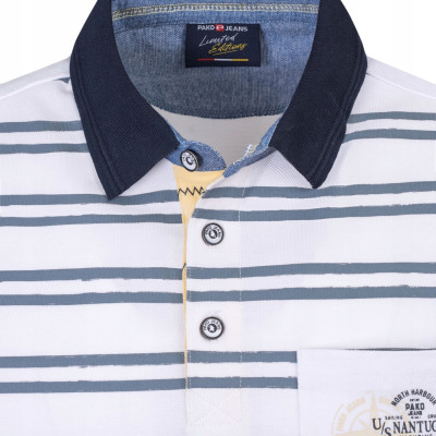 POLO Koszulka Męska BIAŁA Bawełniana LEAD Elegancka Pako Jeans