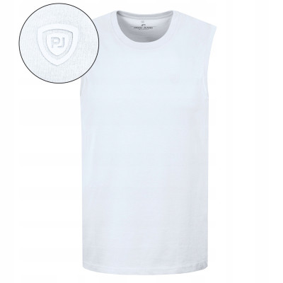 BEZRĘKAWNIK Męski Koszulka T-shirt BIAŁY Bawełna BRAVE Pako Jeans