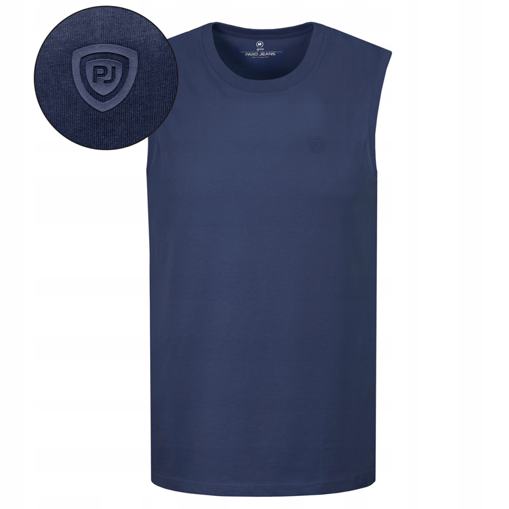 BEZRĘKAWNIK Męski Koszulka T-shirt GRANATOWY Bawełna BRAVE Pako Jeans BEZRĘKAWNIK Męski Koszulka T-shirt GRANATOWY Bawełna BRAVE Pako Jeans