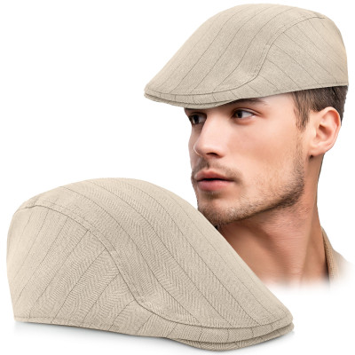 KASZKIET Męski na Lato Czapka w Jodełkę Casual JASNOBEŻOWY Pako Jeans