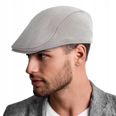 KASZKIET Męski na Lato Czapka w Krateczkę Casual POPIELATY Pako Jeans