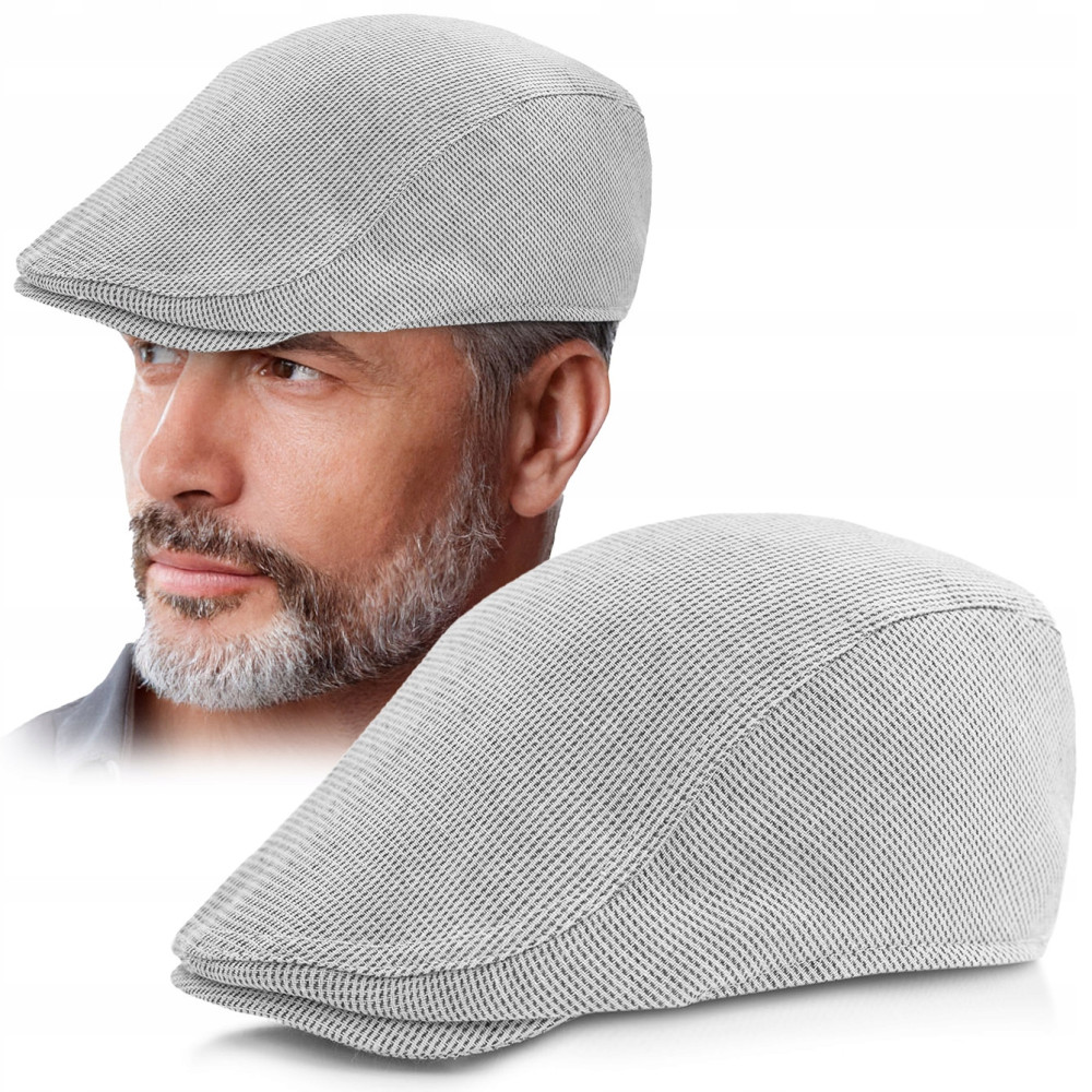 KASZKIET Męski Bawełniany na Lato Czapka w Jodełkę JASNOSZARY Pako Jeans KASZKIET Męski Bawełniany na Lato Czapka w Jodełkę JASNOSZARY Pako Jeans