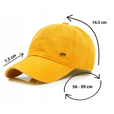 CZAPKA z Daszkiem Vintage Bejsbolówka Bawełniana ŻÓŁTA Pako Jeans